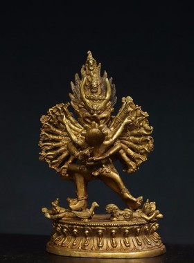 藏传纯铜地狱主金刚手大威德金刚马头大黑天吉祥天母护法财神佛像