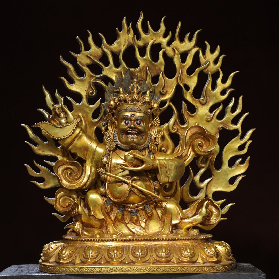 大黑天护法佛像藏传密宗尼泊尔纯铜器黑袍金刚手二臂玛哈嘎拉摆件