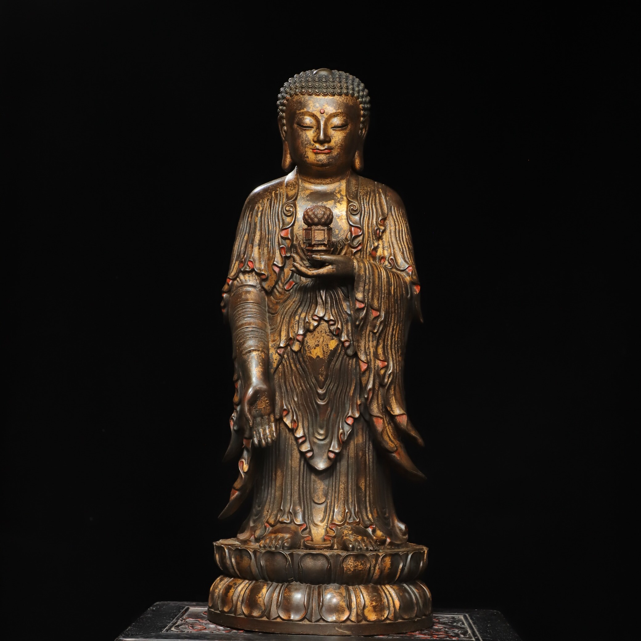 大号站阿弥陀佛像纯黄铜器鎏金复古寺庙佛堂用供奉装饰工艺品摆件
