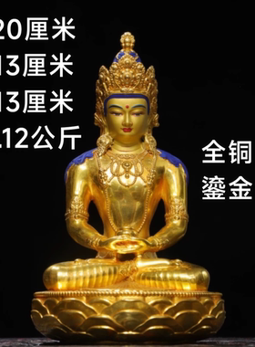长寿佛无量寿像纯全铜鎏金西藏工艺藏传密宗家用客厅佛堂供奉摆件