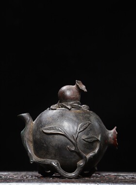 纯铜植物香炉仿古黄铜石榴多子多福香薰炉家居办公茶道装饰工艺品