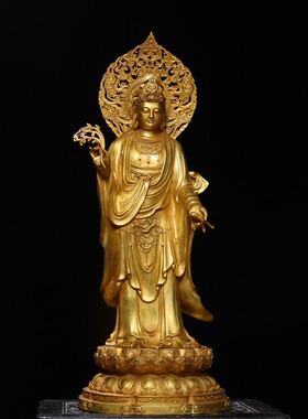 大号站南海净瓶柳枝观世音菩萨神像纯铜西方三圣家居摆件佛堂供奉
