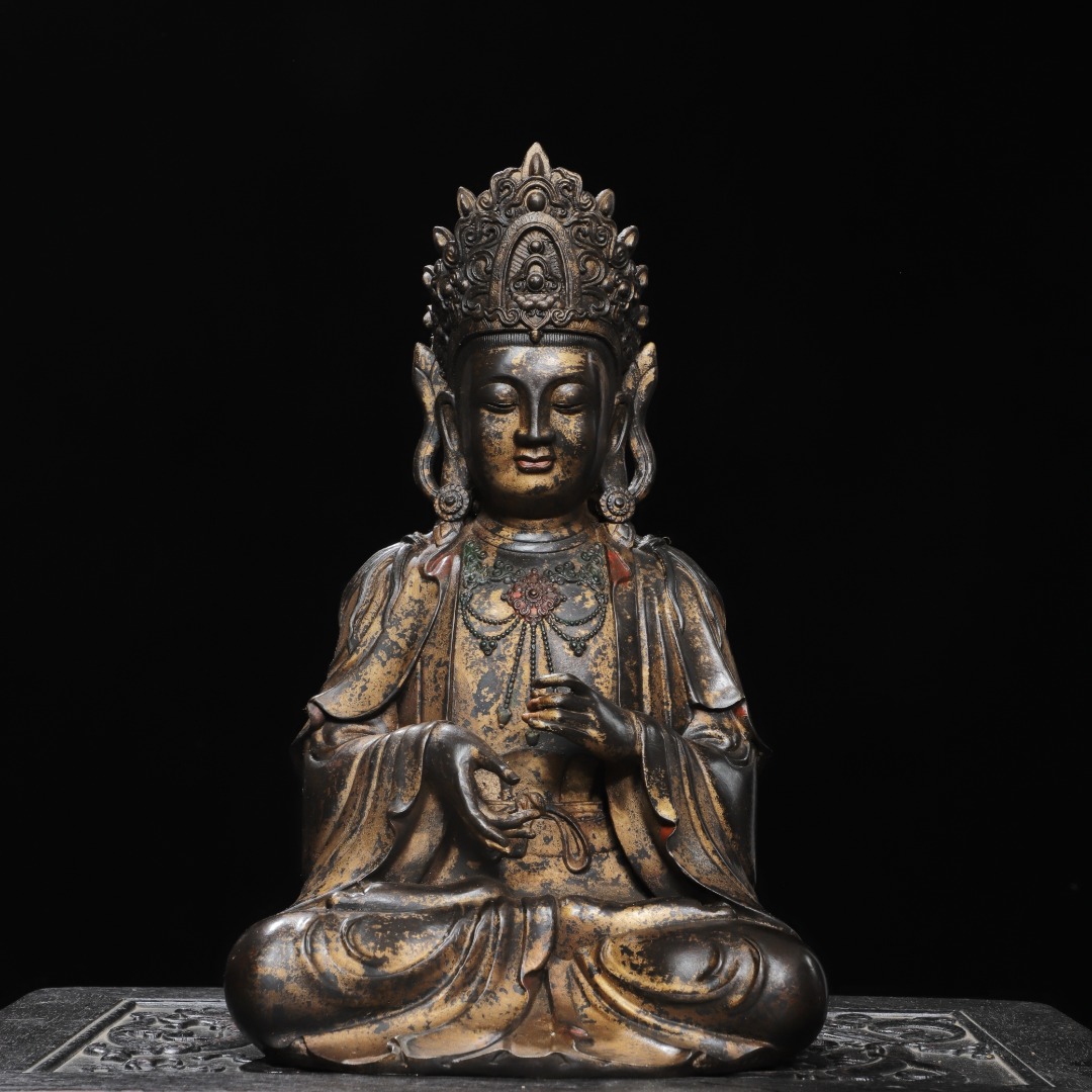 古玩铜器释迦牟尼佛像仿古尼泊尔西藏传密宗手工家用佛堂供奉摆件