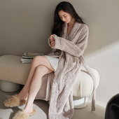 冬款 大码 家居服 保暖法兰绒睡衣珊瑚绒浴袍时尚 加绒加厚睡袍女冬季