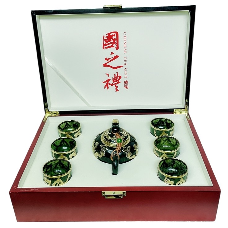 酒泉夜光杯祁连玉墨玉精品功夫茶具甘肃特产武山鸳鸯玉蛇纹玉直销