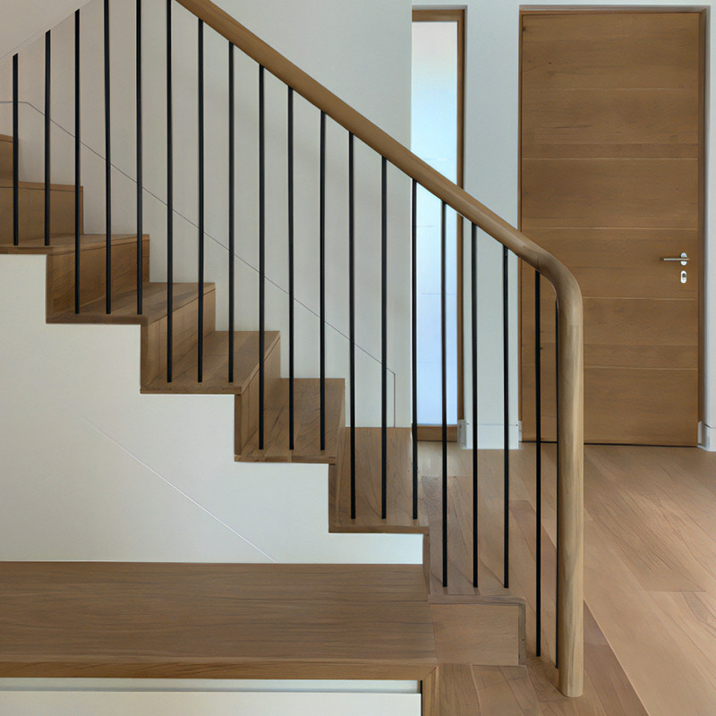 铁艺楼梯扶手室内别墅简约现代楼梯护栏实心铁艺立柱扶手欧式护栏