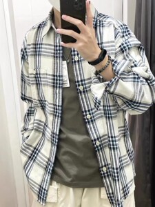 U家休闲宽松竹节棉格子衬衫长袖外套453053 462388 466936/468919