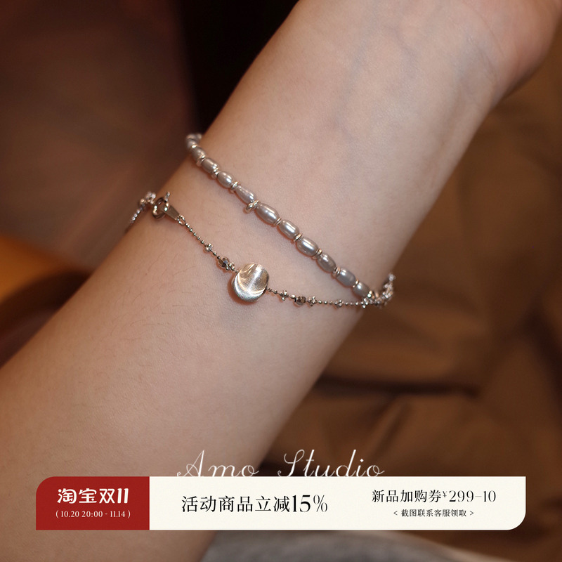 拉丝猫眼珠手链纯银转运ins小众