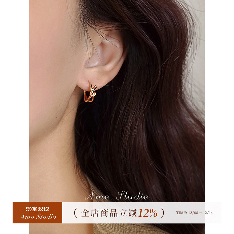 AMO闪钻打结圆圈耳环小众高级感
