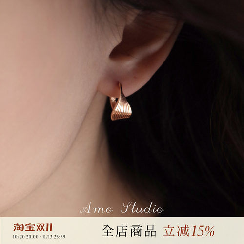 AMO金色圆圈耳扣女简约高级百搭