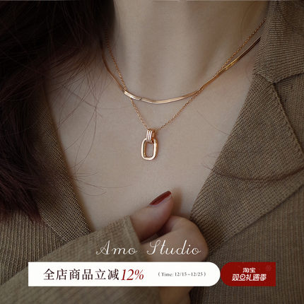 AMO简约几何U形项链女轻奢小众高级感颈链女2025年新款毛衣链