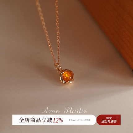 AMO一颗时光碎片 通勤百搭项链女纯银小众轻奢复古叠戴锁骨链