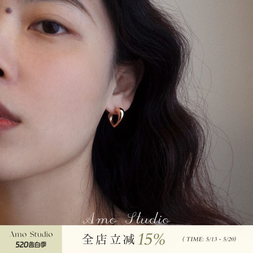 AMO金色爱心耳环女高级简约百搭
