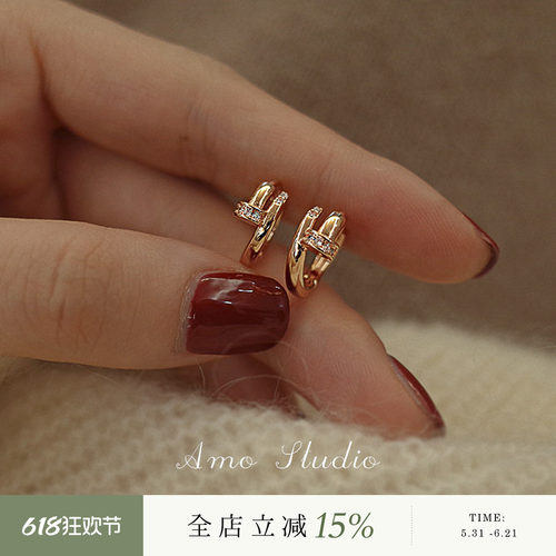 AMO钉子耳环女小众设计大牌感