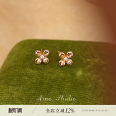 AMO富桂闪钻小巧精致桂花耳钉女小众设计耳环温柔气质好寓意耳饰