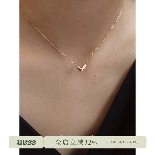 AMO镶钻爱心项链女纯银简约甜美