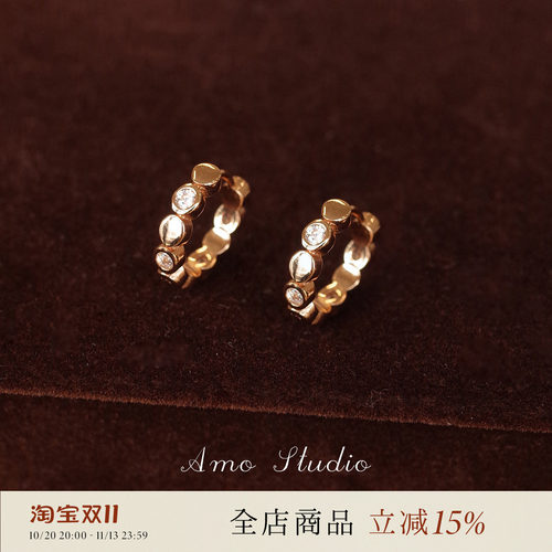 AMO闪钻圆圈耳扣女小众通勤百搭