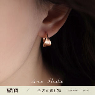 AMO时光轴简约高级感圆圈耳扣小众气质金色耳环日常通勤百搭耳饰