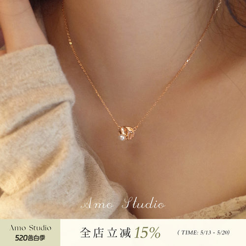 AMO肌理感天然珍珠项链轻奢高级