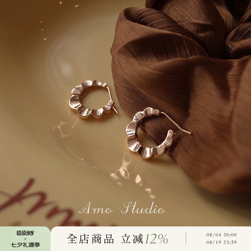 AMO花朵耳环女925银针甜美少女