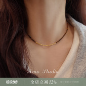 AMO暮色沙丘虎眼石碎银子项链女春夏轻奢小众复古美拉德锁骨链