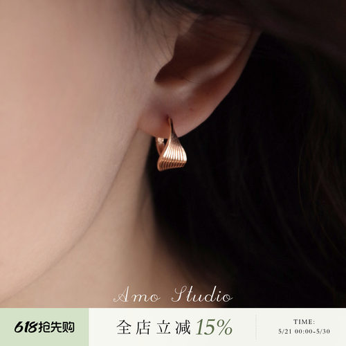 AMO金色圆圈耳扣女简约高级百搭