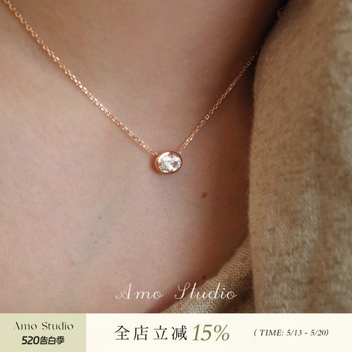 AMO超闪几何高碳钻项链纯银简约