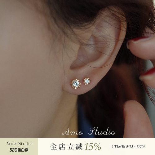 AMO迷你钻耳钉女银针基础养耳洞