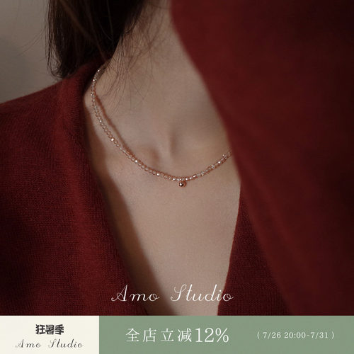 AMO超闪串珠项链女纯银简约基础