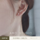 AMO天然珍珠耳钉女925纯银简约小巧精致防过敏无耳洞耳夹睡觉不摘