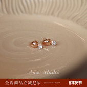AMO小雨滴可晃动闪钻水滴耳钉女高级感小众独特耳环日常简约耳饰