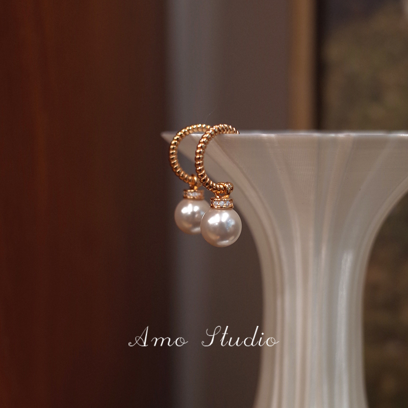 C形人造珍珠耳环两戴温柔气质