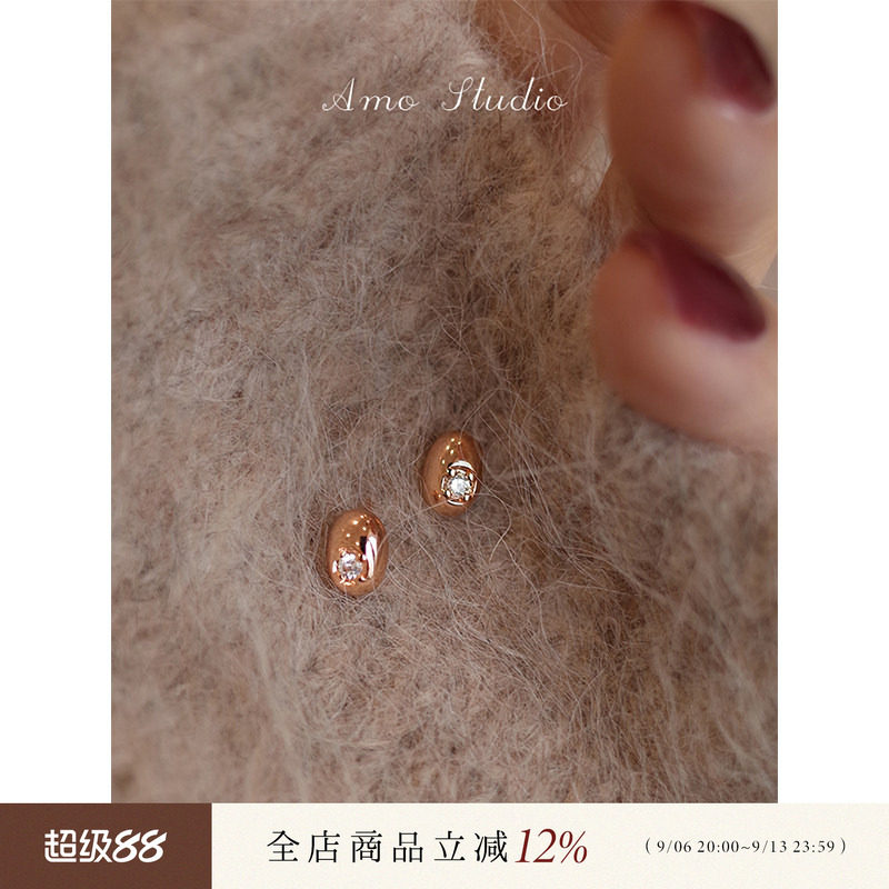AMO闪钻小金豆耳钉女小巧精致图片