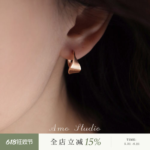 AMO金色圆圈耳扣女简约高级百搭