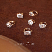 AMO浮光集水滴方型闪钻耳扣轻奢气质高级感耳饰百搭小众设计耳环