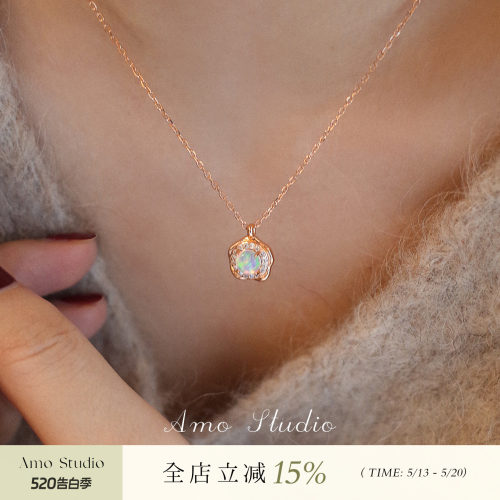 AMO合成欧泊项链女复古小众百搭