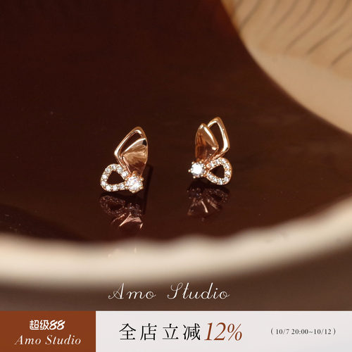 AMO蝴蝶耳环女温柔气质小众精致