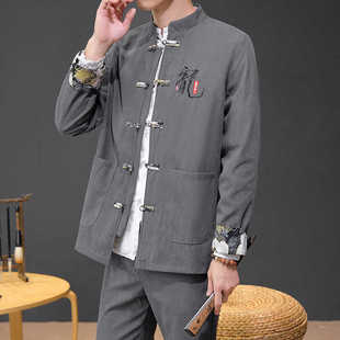 唐装套装中国风男装中式汉服居士古装青年民族风禅服春秋装中山装