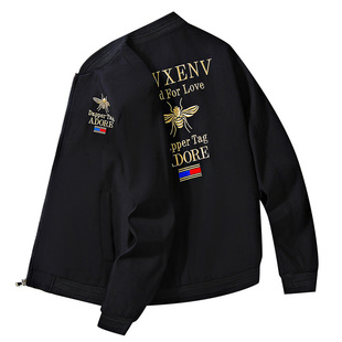 秋季夹克男士刺绣潮流棒球领男装外套青年时尚欧货品质加厚上衣服