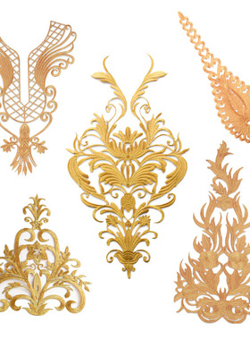 大号金银刺绣布贴祥云云纹戏曲古装烫贴花cos动漫影视民族刺绣贴