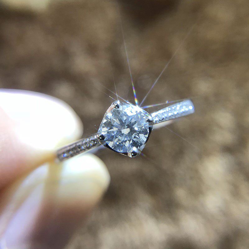 水贝珠宝 GIA钻戒定制50分钻石戒指女款 结婚求婚简约四爪钻戒