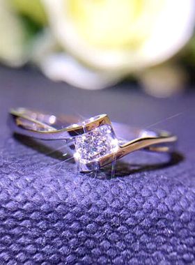 18k金天使之吻心形求婚钻石戒指