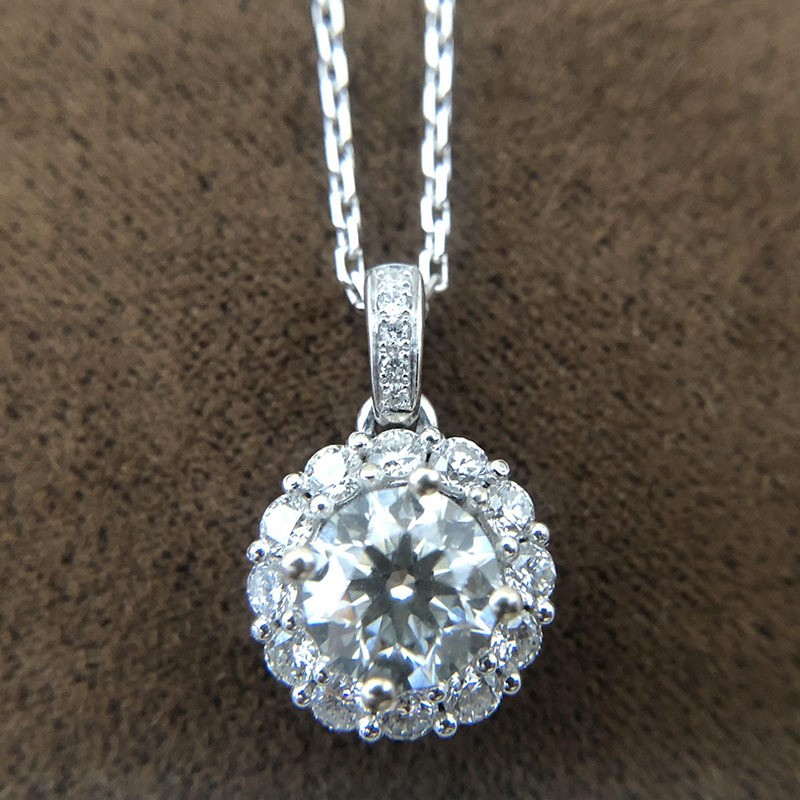 GIA钻石项链定制女锁骨链 铂金金1克拉天然钻石吊坠5克拉效果