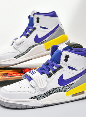 官aj312高帮篮球鞋莆田aj男鞋低帮湖人紫金缓震透气舒适