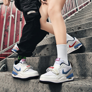 莆田AJ312男鞋黑白熊猫联名AJ1低帮情侣休闲气垫运动篮球鞋女