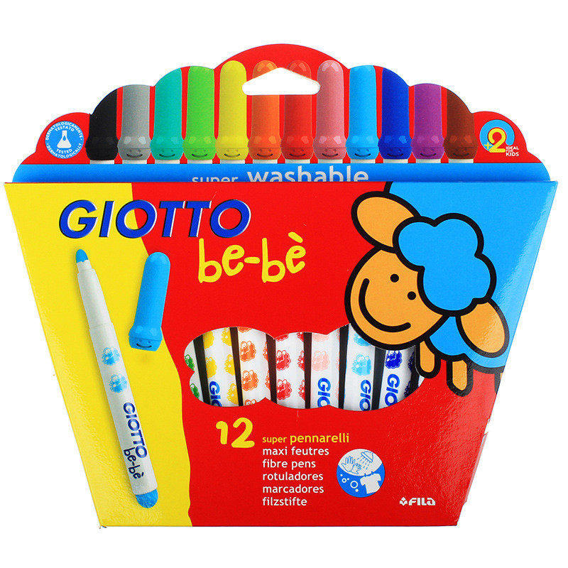 ��3����á�ϸ��-12ɫֽ��װ GIOTTO��� �����bebe��ͯ��ָ�ˮ�ʱ�ˮ���Կ�ϴ��2����ð�ȫ���������滭��װ