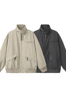 YANSANXIA 2025秋季新款翻领哈灵顿夹克Teflon三防情侣短外套男女