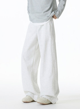 PUBIE夏季薄款肌理感棉麻休闲裤男简约百搭宽松垂感直筒阔腿裤