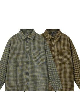 YANSANXIA 2025春秋美式小众格纹复古夹克外套男女款高街潮牌