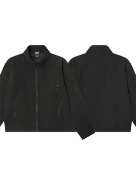 TAELE PLUS复古拉链棒球服外套男女春秋立领cleanfit黑色飞行夹克